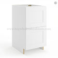 Frameless Modern White Shaker Base Cabinet – 2 Drawer