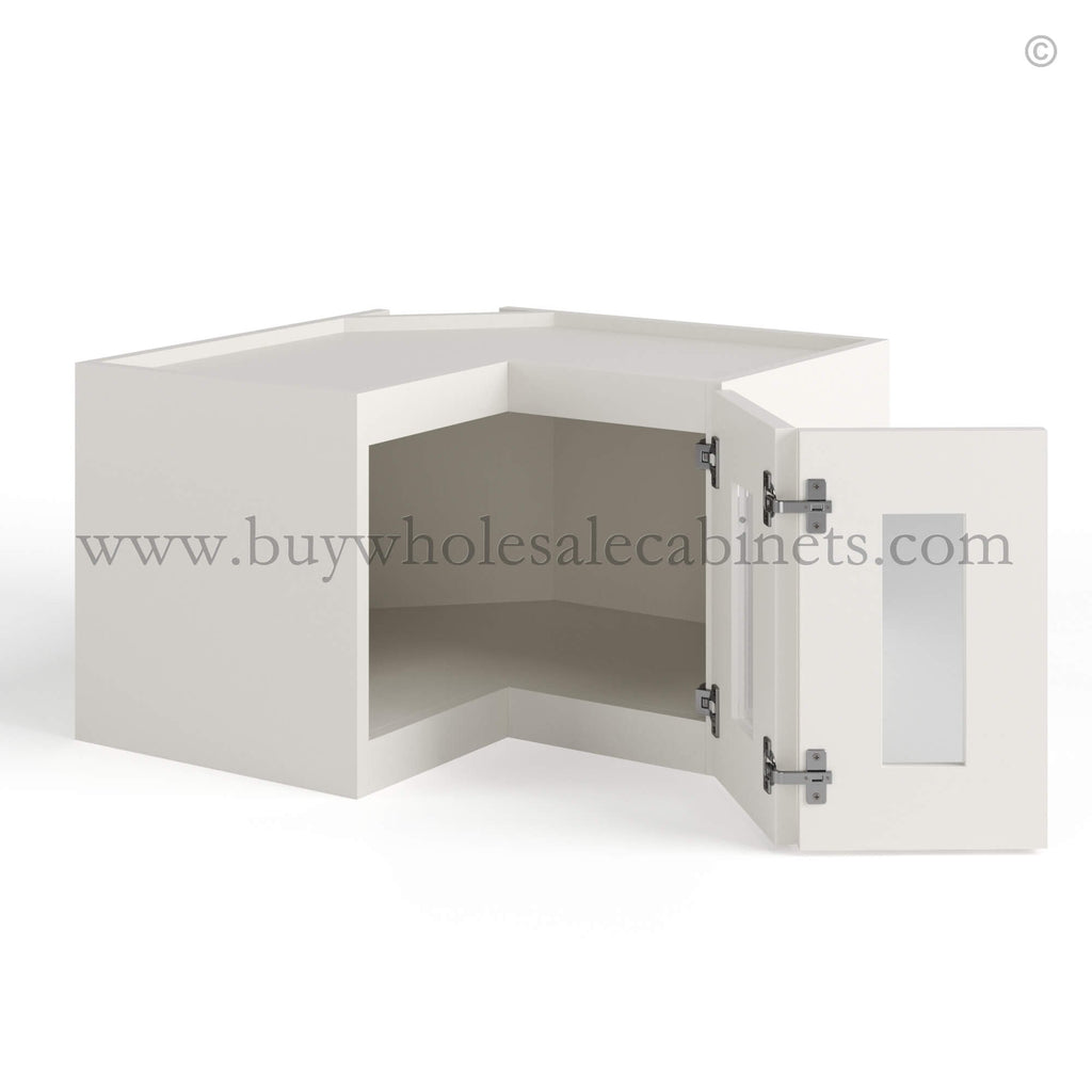 Dove White Slim Shaker Easy Reach Wall Cabinet with Glass Door