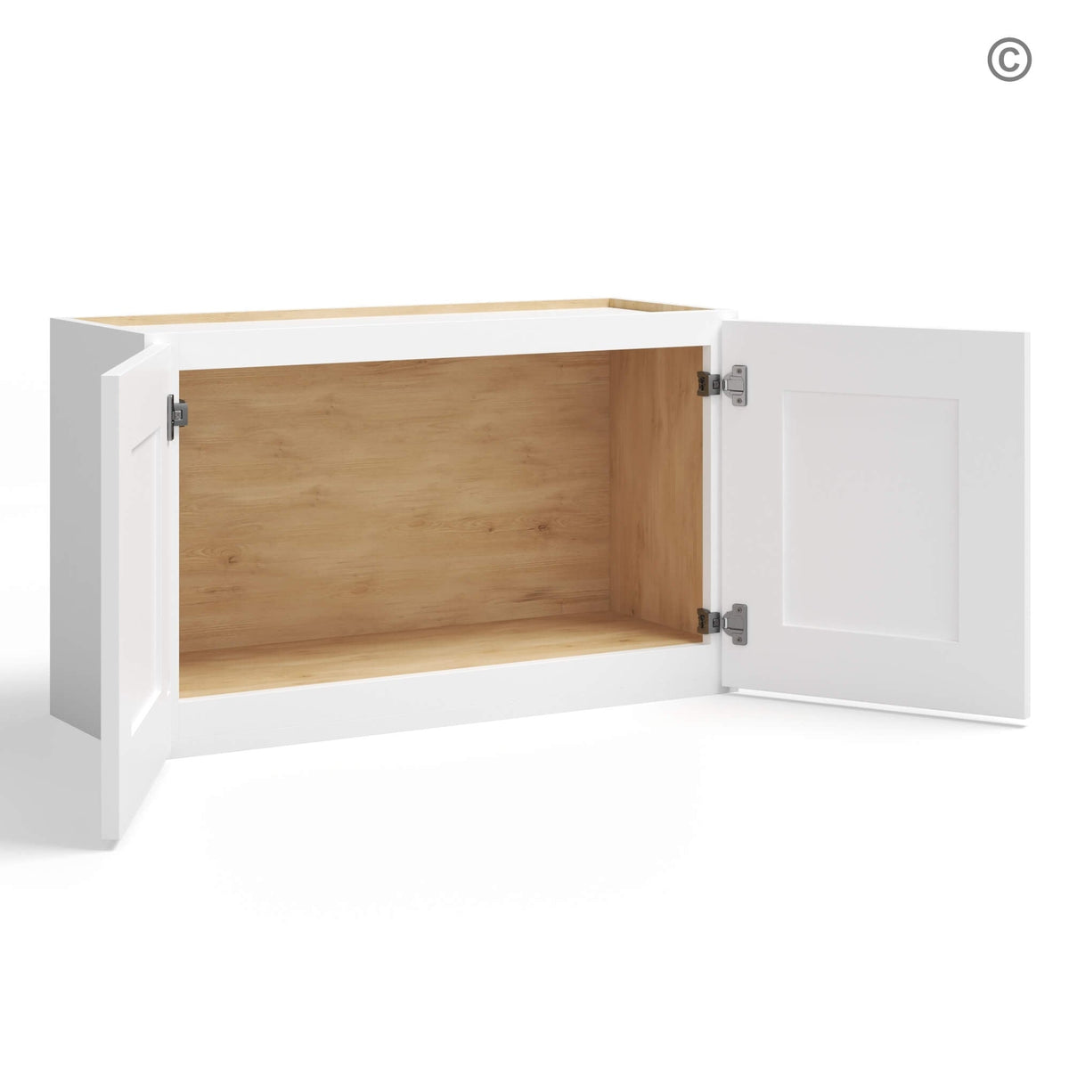 White Shaker 15″ H Double Door Wall Cabinet