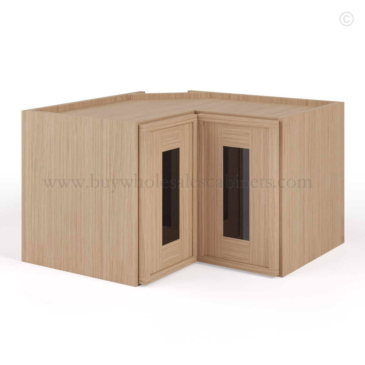 Slim Oak Shaker Easy Reach Wall Cabinet with Glass Door