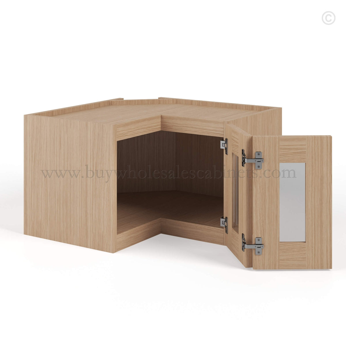 Slim Oak Shaker Easy Reach Wall Cabinet with Glass Door