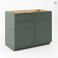 Slim Shaker Green Base Cabinet Double Doors & Double Drawer