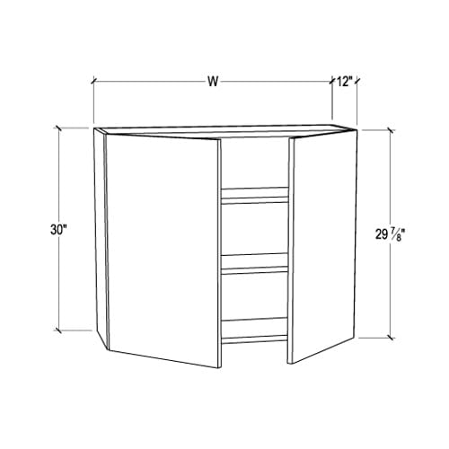 Frameless Pearl White 30″ Tall Wall Cabinet – 2 Doors 2 Shelves