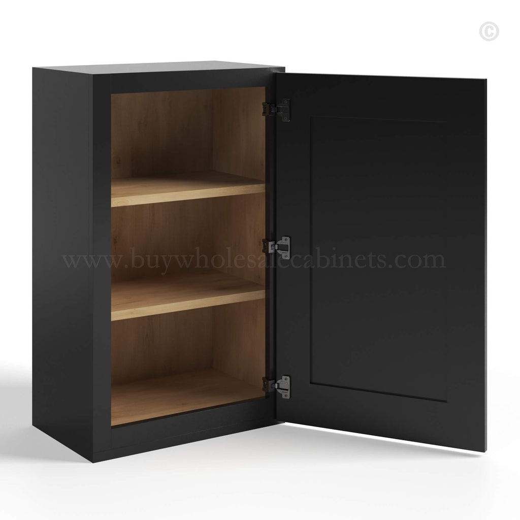 Charcoal Black Shaker Single Door Wall Cabinet 36″H – 12″D