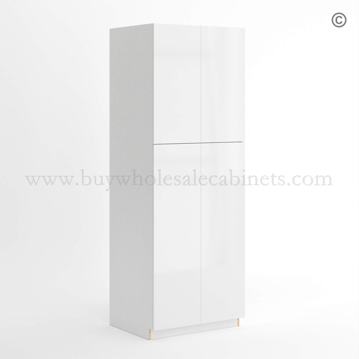 Frameless Gloss White Tall Pantry Cabinet with 4 Doors 30″W