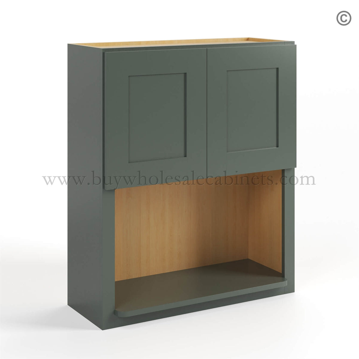 Green Shaker Microwave Wall Cabinet