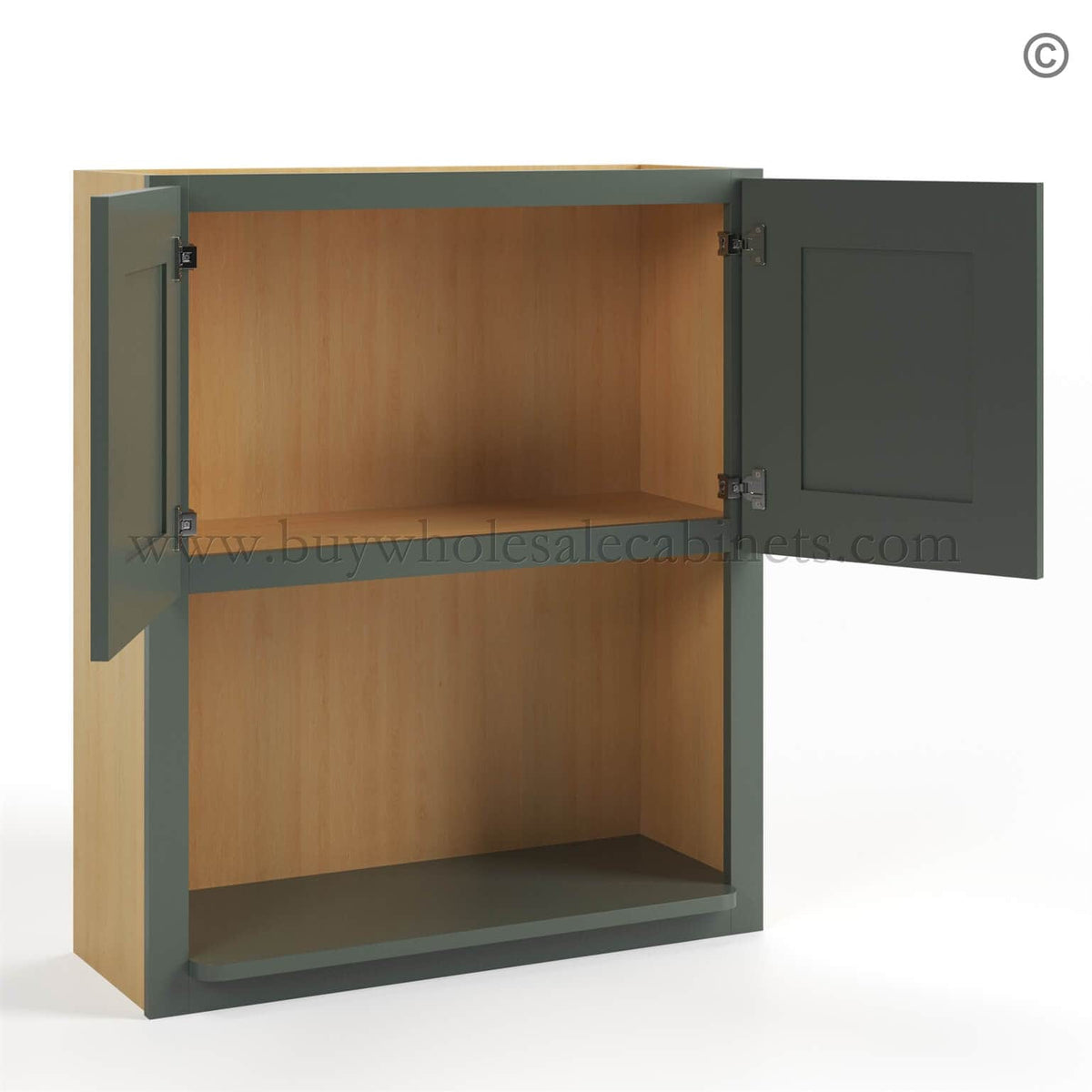 Green Shaker Microwave Wall Cabinet