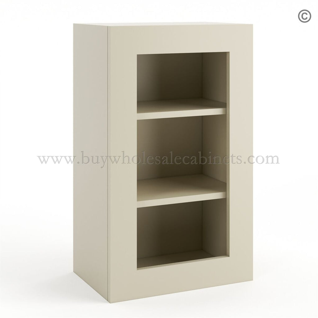 Frameless Ivory White Wall Mullion Door – 1 Door 2 Shelves – Glass And Clips Not Included.