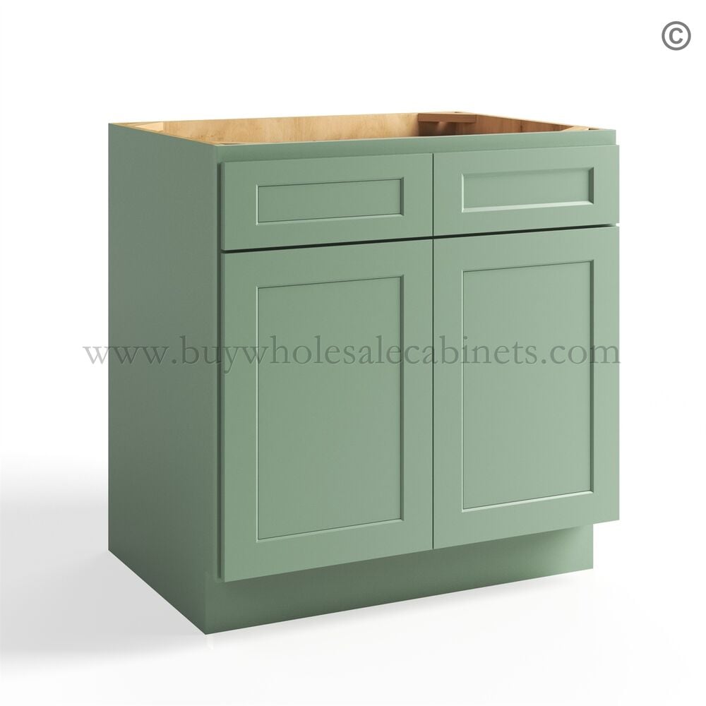 Jade Green Shaker Base Cabinet Two Door/Two Drawers