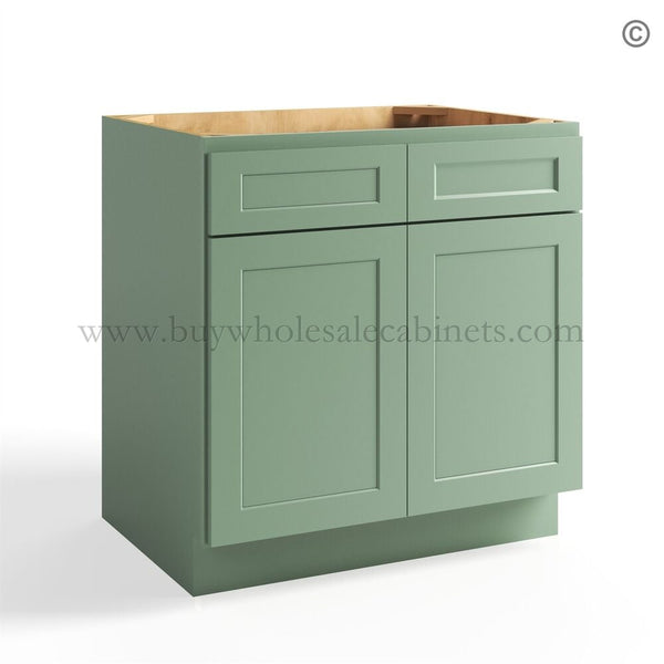 Jade Green Shaker Base Cabinet Two Door/Two Drawers