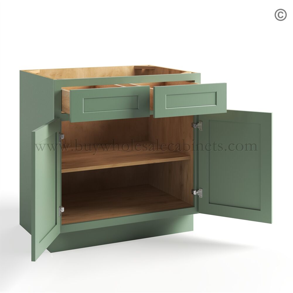 Jade Green Shaker Base Cabinet Two Door/Two Drawers