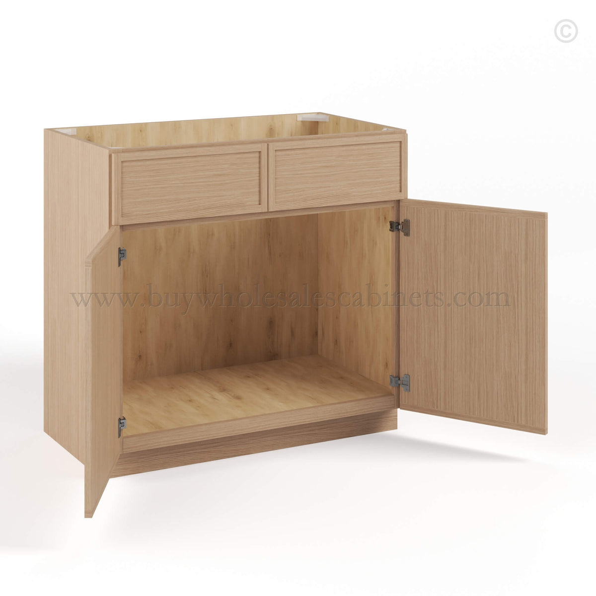 Slim Oak Shaker Vanity Sink Cabinet
