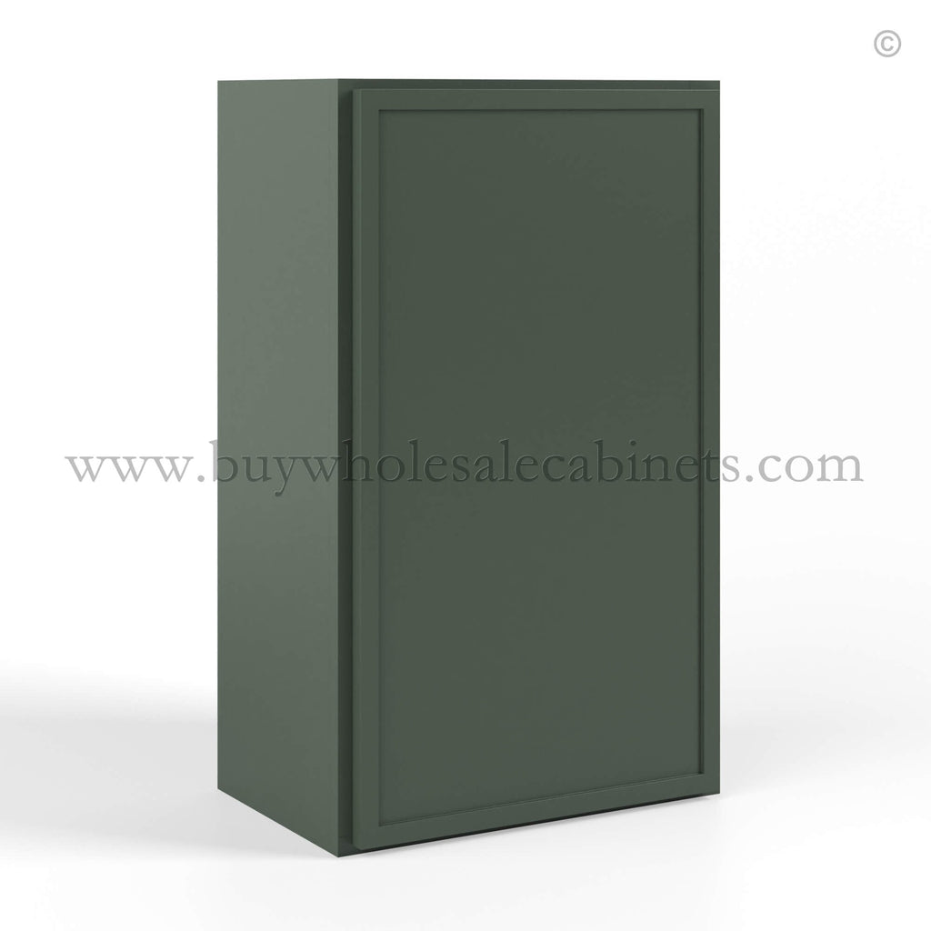 Slim Shaker Green Single Door Wall Cabinet – 36″H – 12″D
