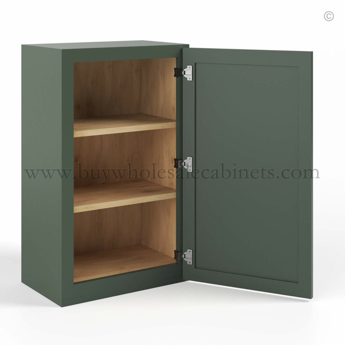 Slim Shaker Green Single Door Wall Cabinet – 42″H – 12″D