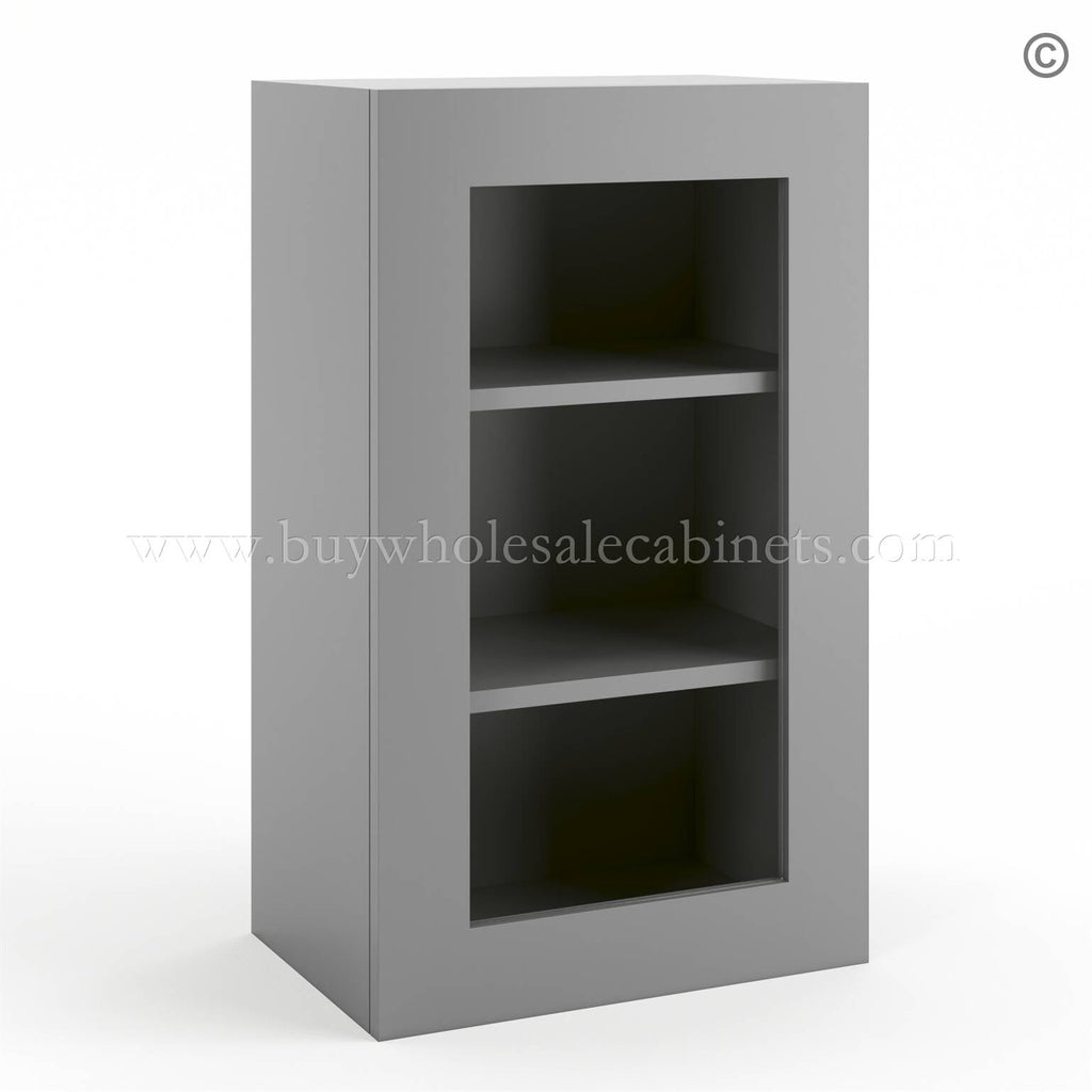 Frameless Graphite Gray Wall Mullion Door – 1 Door 2 Shelves – Glass And Clips Not Included.
