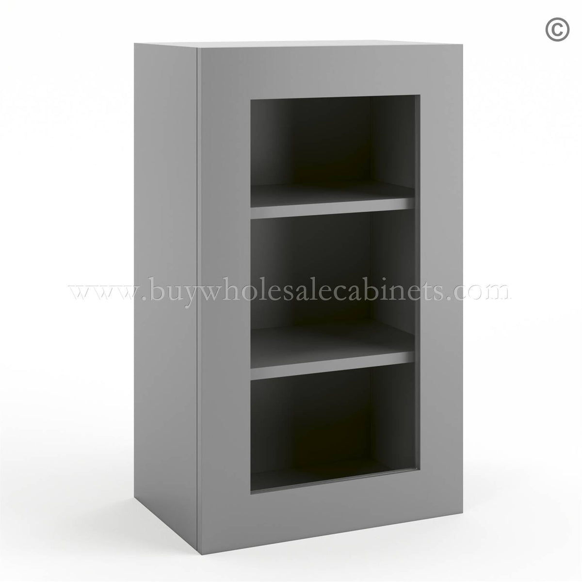 Frameless Graphite Gray Wall Mullion Door – 1 Door 2 Shelves – Glass And Clips Not Included.