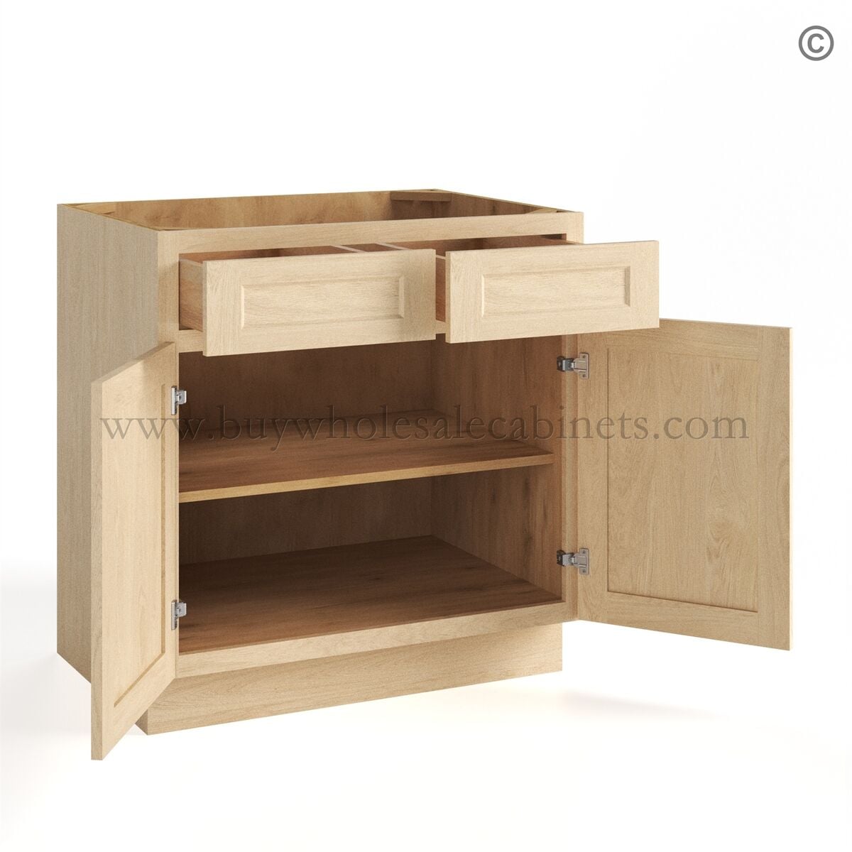 Unfinished Shaker Base Cabinet Two Door/Two Drawers