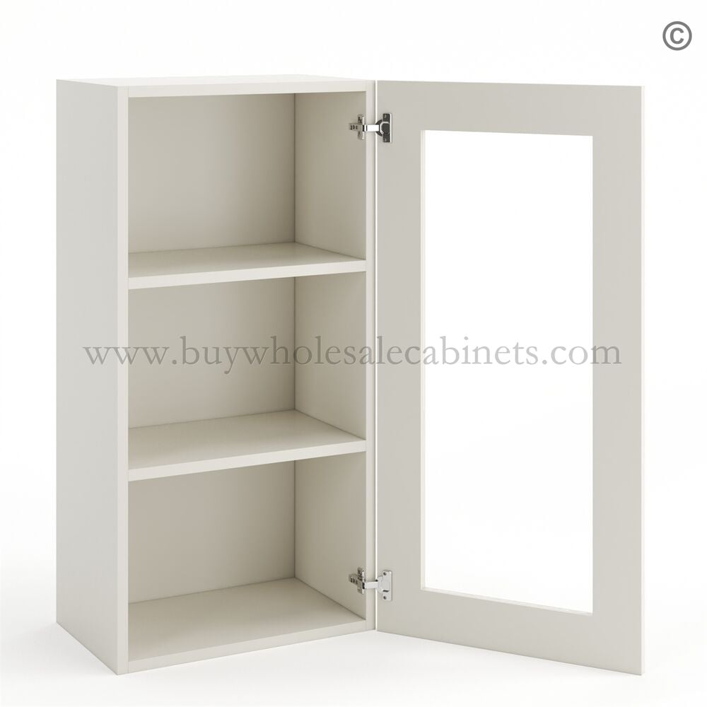 Frameless Pearl White Wall Mullion Door – 1 Door 2 Shelves – Glass And Clips Not Included.