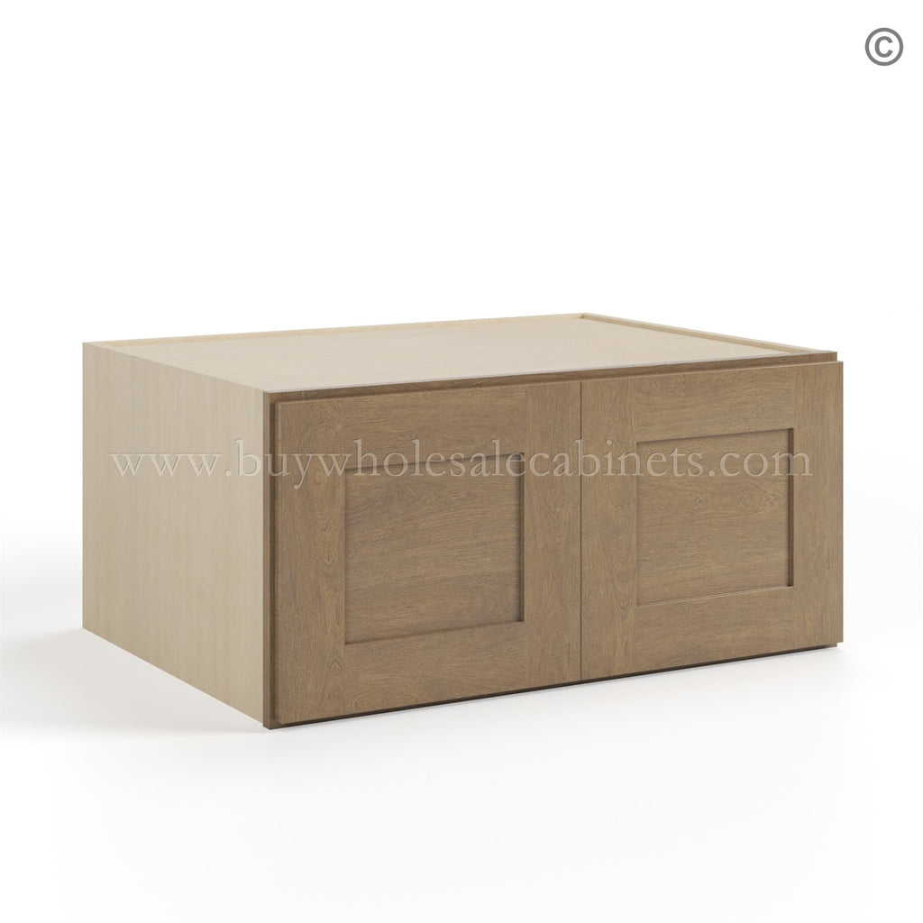 Rustic Wood Shaker 30″ W Refrigerator Wall Cabinet 24″ Deep