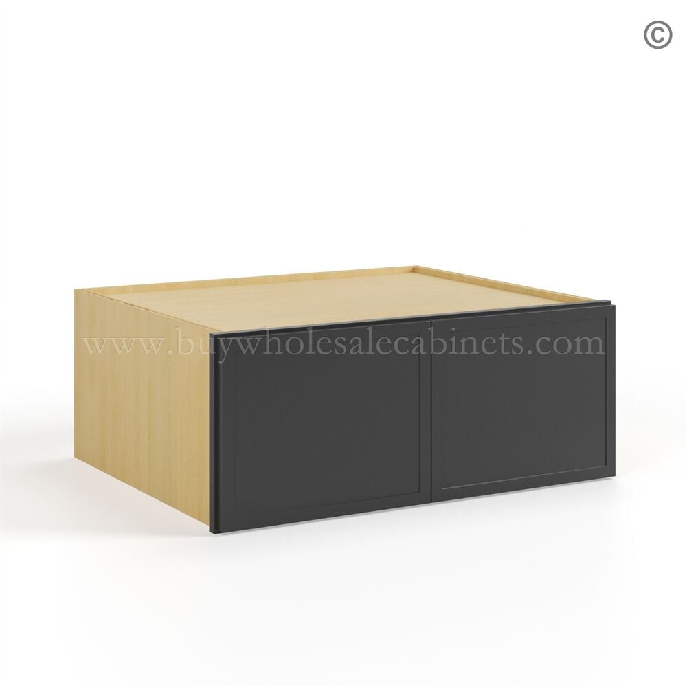 Slim Black Shaker Refrigerator Wall Cabinet with Double Door