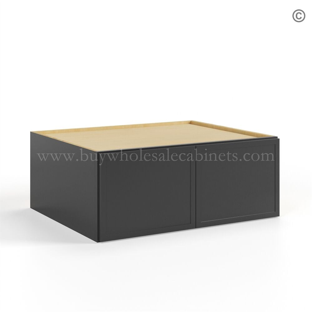 Slim Black Shaker Refrigerator Wall Cabinet with Double Door