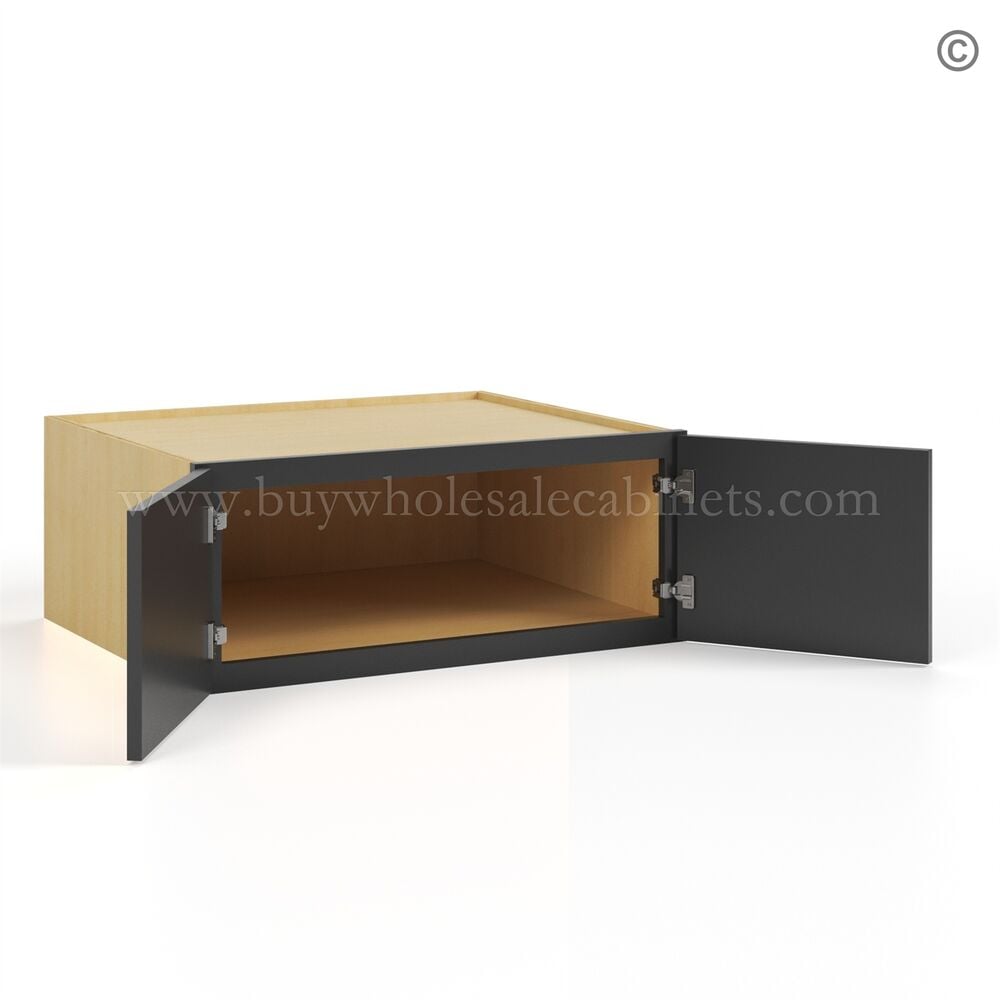 Slim Black Shaker Refrigerator Wall Cabinet with Double Door