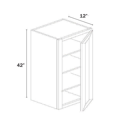 Charcoal Black Shaker Double Door Wall Cabinets- 42″H, 12″D