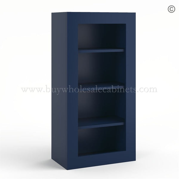 Frameless Oxford Blue Wall Mullion Door – 1 Door 3 Shelves – Glass And Clips Not Included.