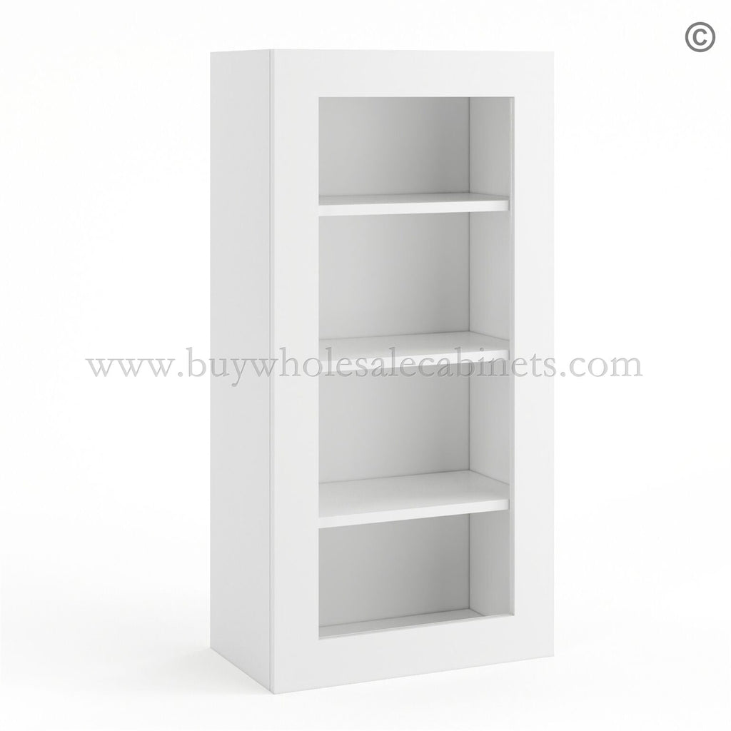 Frameless Modern White Shaker Wall Mullion Door – 1 Door 3 Shelves – Glass And Clips Not Included.