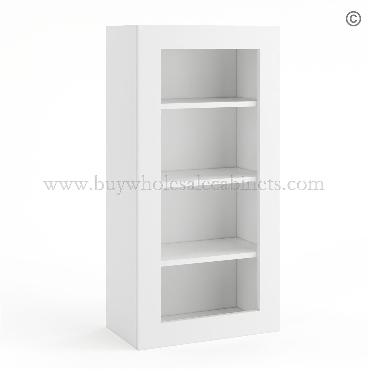 Frameless Modern White Shaker Wall Mullion Door – 1 Door 3 Shelves – Glass And Clips Not Included.