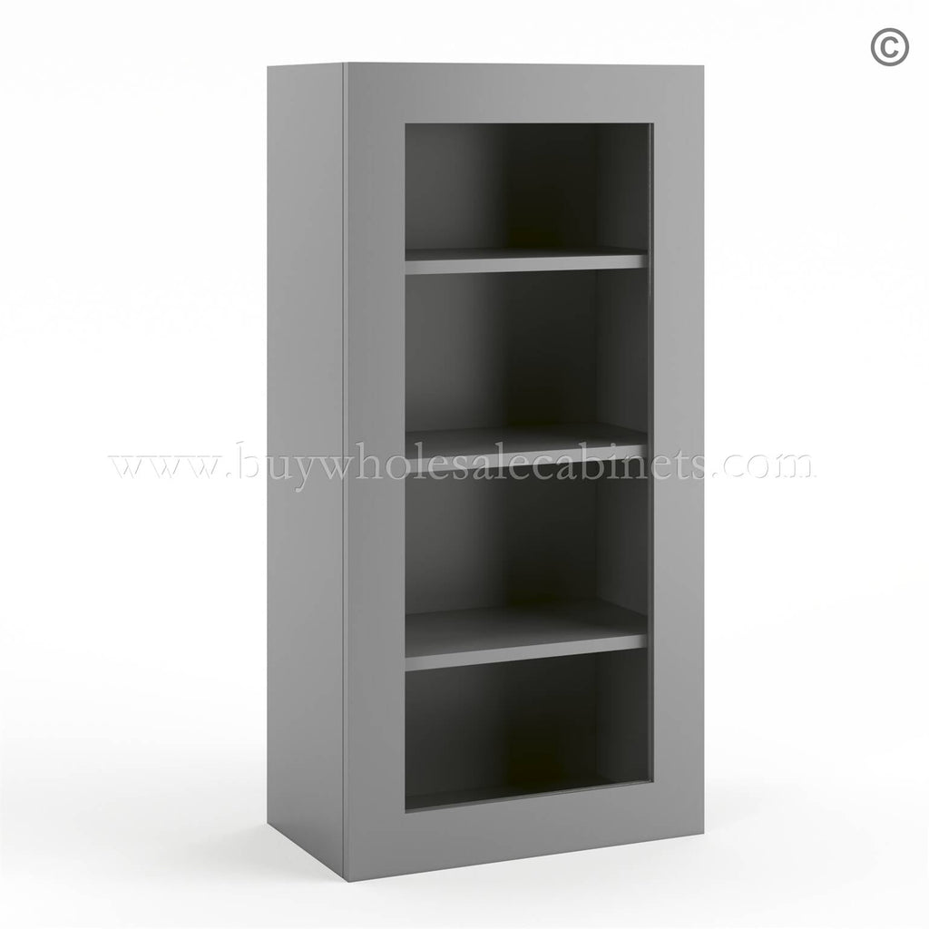 Frameless Graphite Gray Wall Mullion Door – 1 Door 3 Shelves – Glass And Clips Not Included.