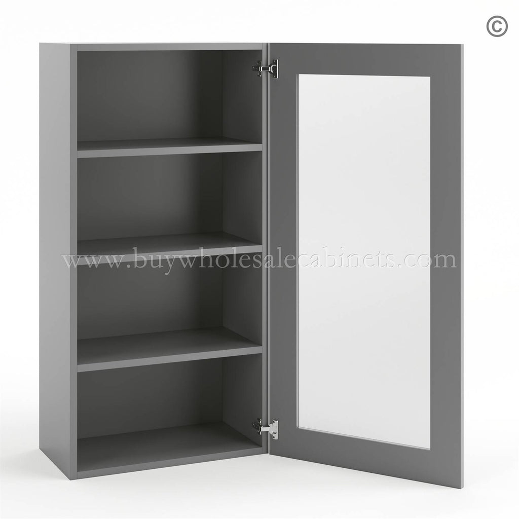 Frameless Graphite Gray Wall Mullion Door – 1 Door 3 Shelves – Glass And Clips Not Included.