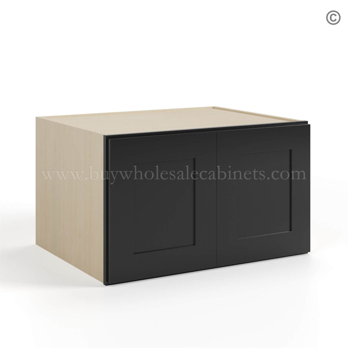 Black Shaker 33″ W Refrigerator Wall Cabinet 24″ Deep