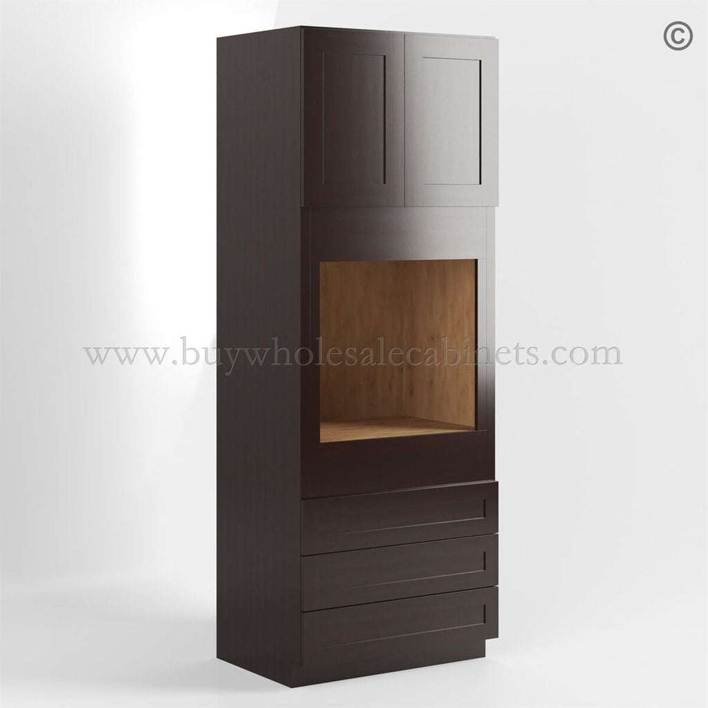 Shaker Espresso 33″ W Oven Pantry Cabinet with Three Drawers