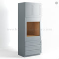 Gray Shaker 33″ W Double Door Oven Pantry Cabinet with Three Drawers