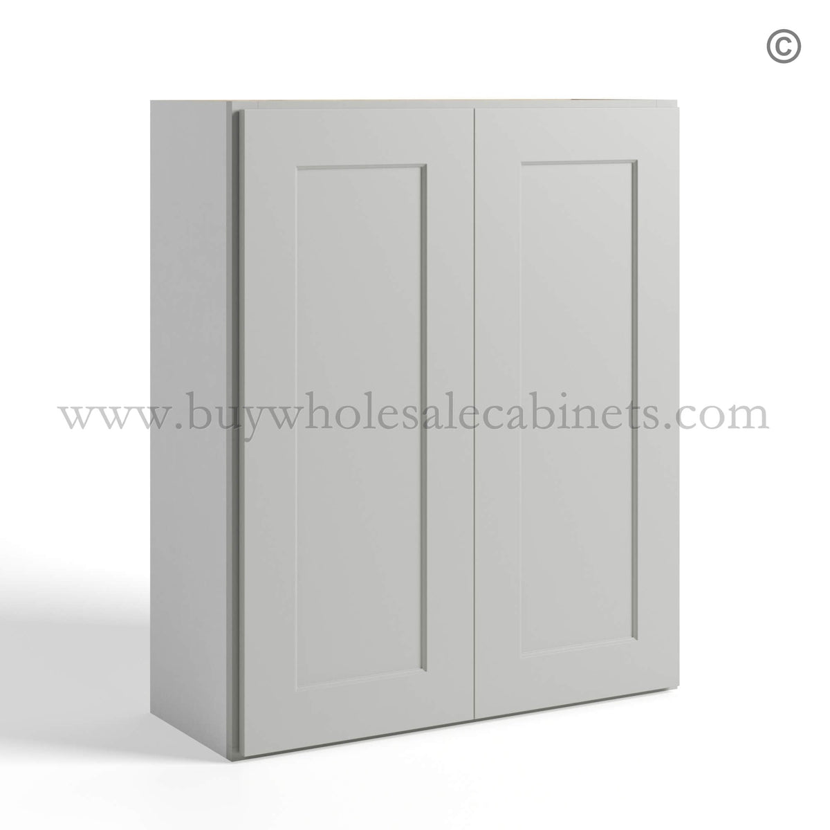 Dorian Gray Shaker Double Door Wall Cabinets- 42″H, 12″D