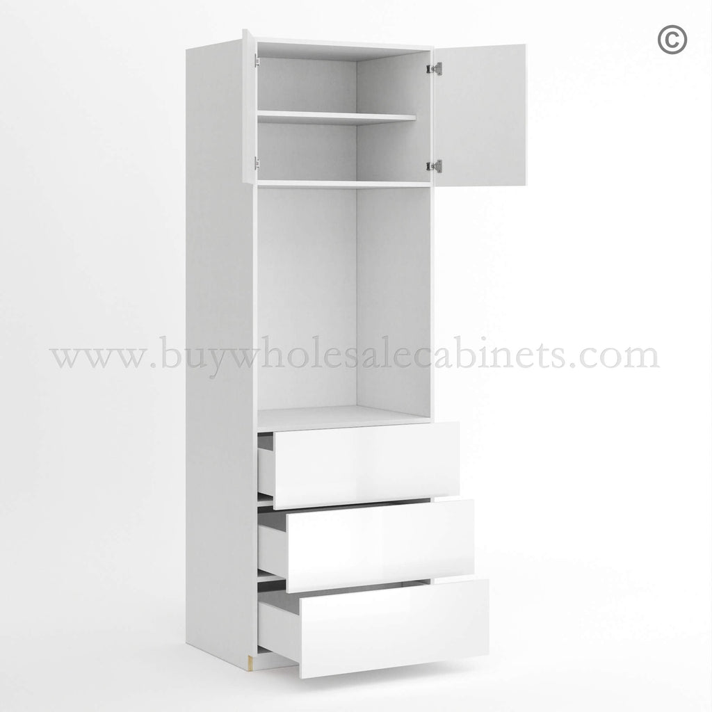 Frameless Gloss White Oven Pantry Cabinet 33″W