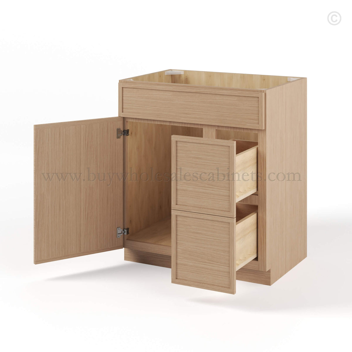 Slim Oak Shaker Vanity Combo with Drawers