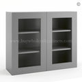 Frameless Graphite Gray Wall Mullion Door 30″H – 2 Door 2 Shelves – Glass And Clips Not Included.