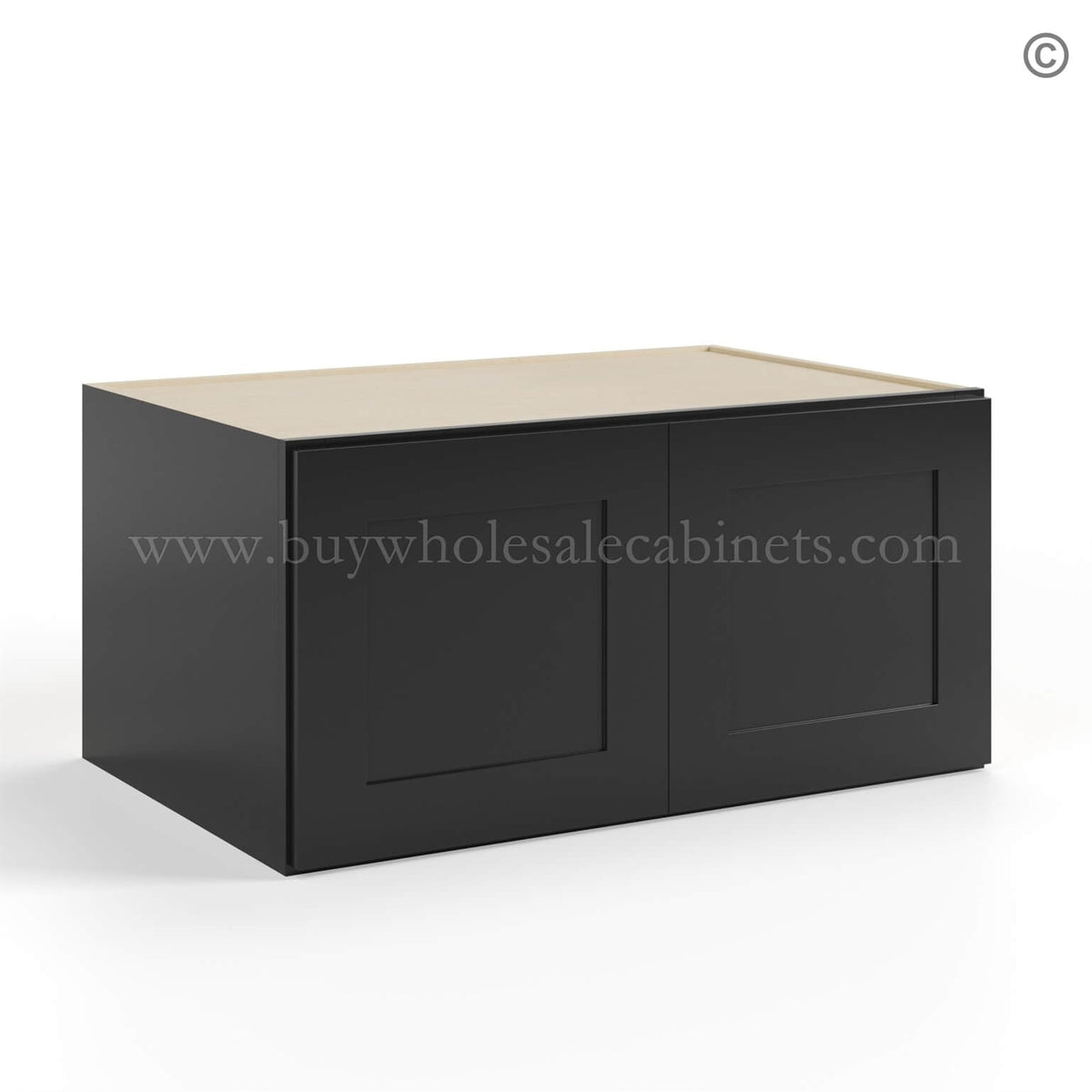 Black Shaker 36″ W Refrigerator Wall Cabinet 24″ Deep
