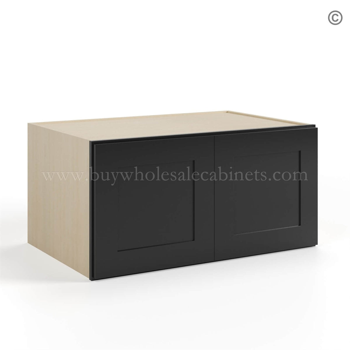 Black Shaker 36″ W Refrigerator Wall Cabinet 24″ Deep