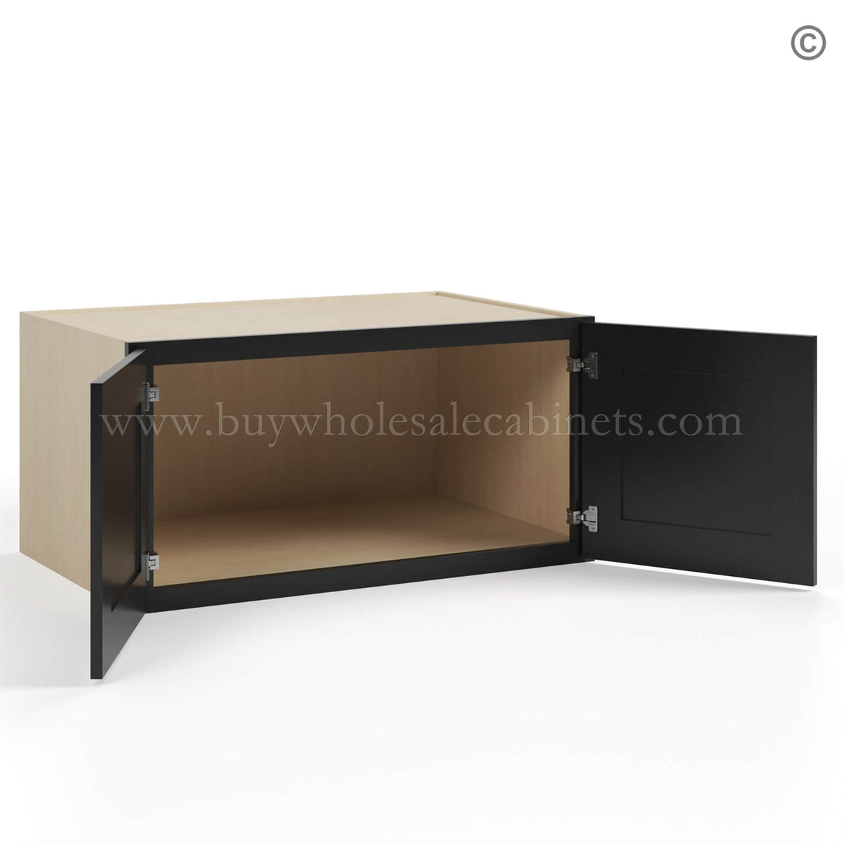 Black Shaker 36″ W Refrigerator Wall Cabinet 24″ Deep