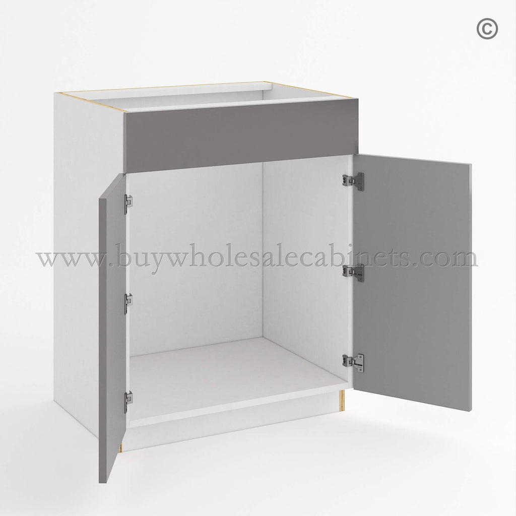 Frameless Gloss Gray Double Door Single Dummy Drawer Vanity Sink Base