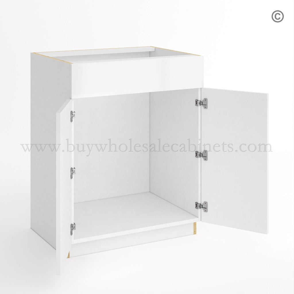 Frameless Gloss White Double Door Single Dummy Drawer Vanity Sink Base