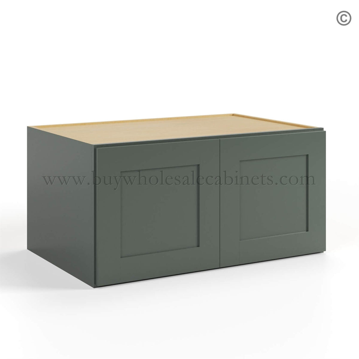 Green Shaker 36″ W Refrigerator Wall Cabinet 24″ Deep