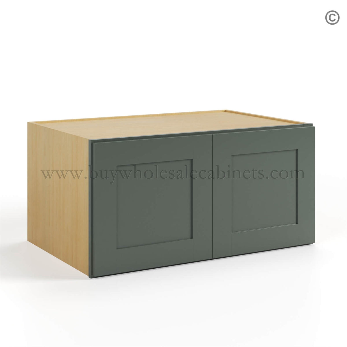 Green Shaker 36″ W Refrigerator Wall Cabinet 24″ Deep