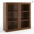 Frameless Classic Chestnut Wall Mullion Door 36″H – 2 Door 2 Shelves – Glass And Clips Not Included.