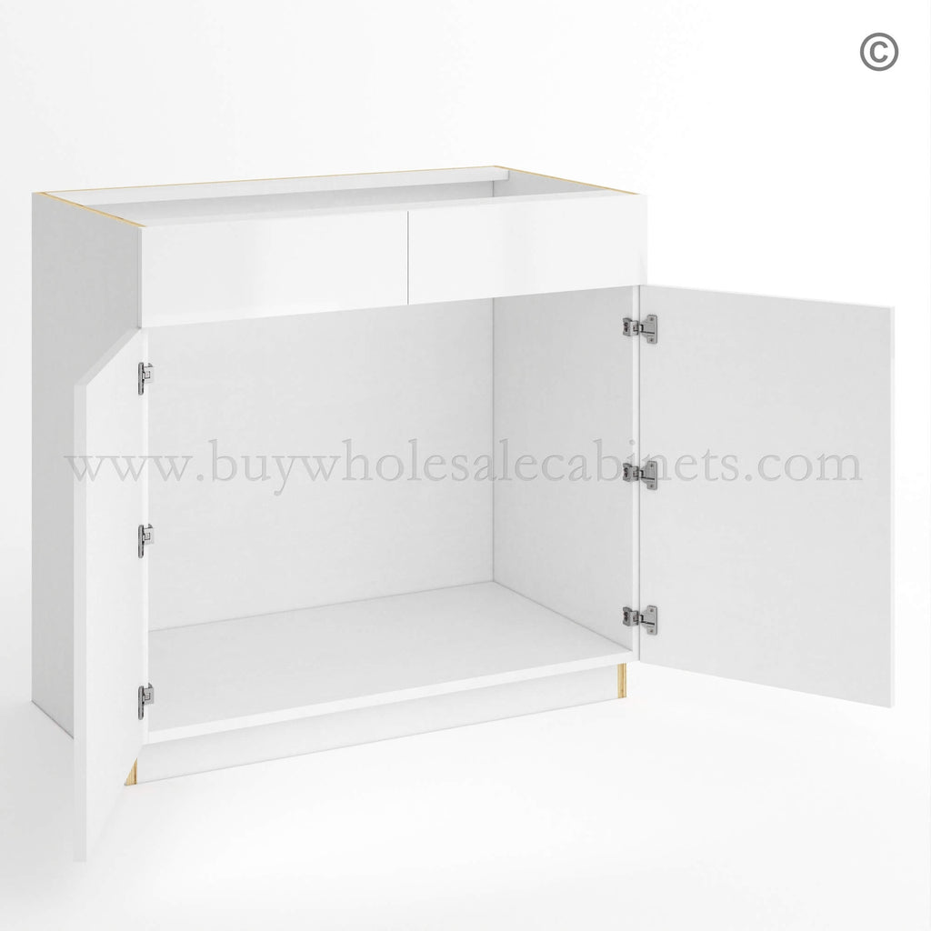 Frameless Gloss White Double Door Double Dummy Drawer Vanity Sink Base