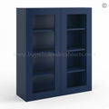 Frameless Oxford Blue Wall Mullion Door 42″H – 2 Door 3 Shelves – Glass And Clips Not Included.