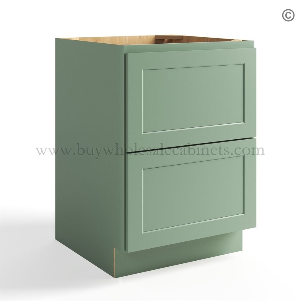 Jade Green Shaker Two Drawers Base Cabinet